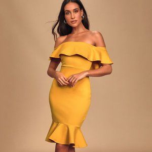 Lulu's Off-the-Shoulder Bodycon Dress | Size S